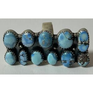 Sterling Silver 11‑Stone Turquoise Cluster Statement Ring 2" Wide - NWT